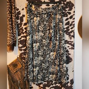 NY Collection Black and Cream Floral Maxi Skirt